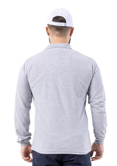 Regular Polo Pike Uzun Kol T-Shirt Gri