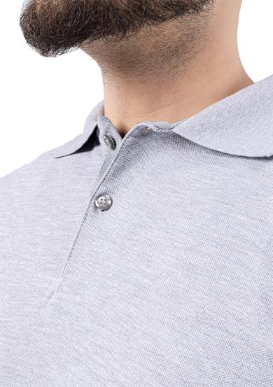 Regular Polo Pike Uzun Kol T-Shirt Gri