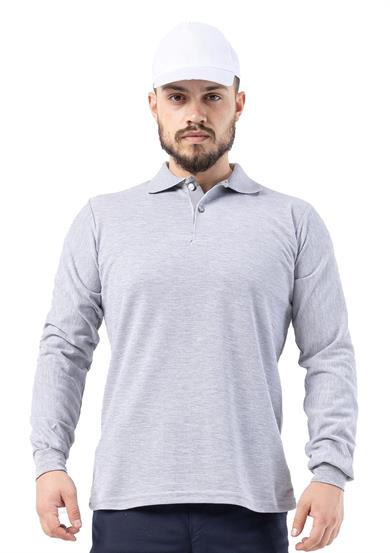 Regular Polo Pike Uzun Kol T-Shirt Gri