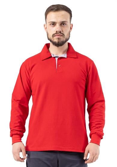 Regular Polo Pike Uzun Kol T-Shirt Kırmızı