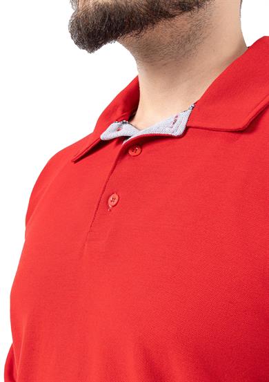 Regular Polo Pike Uzun Kol T-Shirt Kırmızı