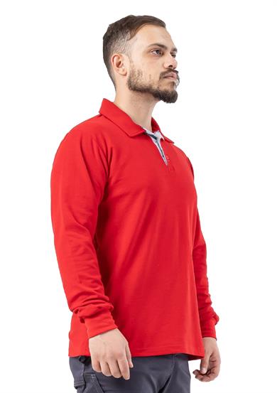 Regular Polo Pike Uzun Kol T-Shirt Kırmızı