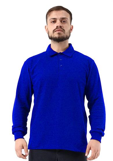 Regular Polo Pike Uzun Kol T-Shirt Saks Mavi