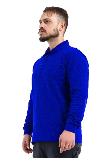 Regular Polo Pike Uzun Kol T-Shirt Saks Mavi