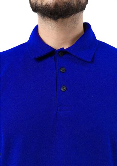 Regular Polo Pike Uzun Kol T-Shirt Saks Mavi