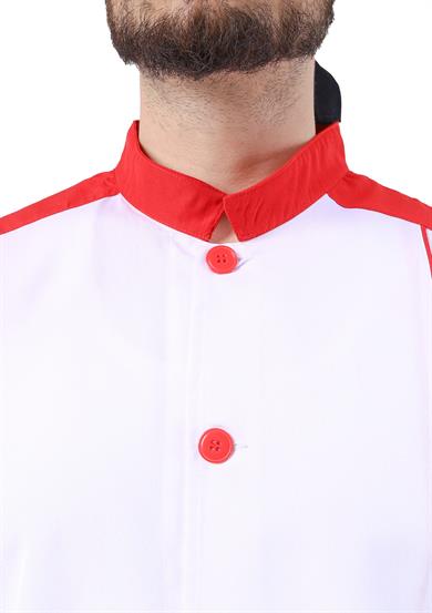 Turkish Aşçı Ceketi Beyaz-Kırmızı