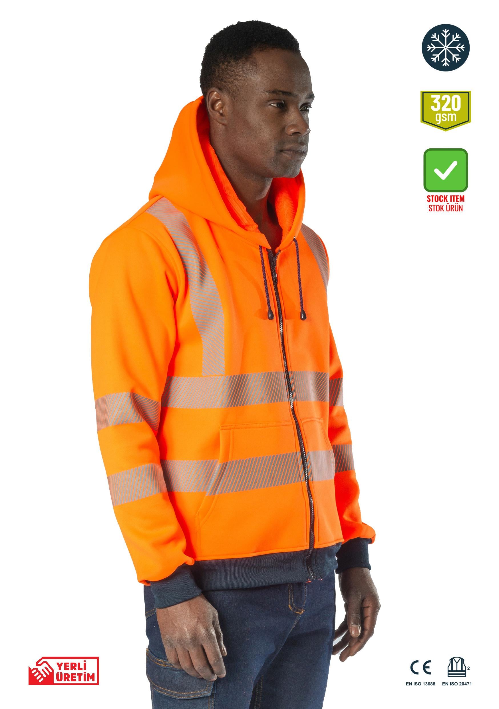 Alaska Hi-Vis Fermuarlı Kapüşonlu Sweatshirt -Turuncu, Alaska Hi-Vis Fermuarlı Kapüşonlu Sweatshirt -Turuncu - Concept Alina (İş Elbisesi, İş Kıyafetleri, Yanmaz İş Elbisesi, Yanmaz İş Kıyafeti, Alev Almaz İş Elbisesi, Toptan, Üreticileri, İmalatçıları, Konya, İstanbul, Kocaceli, Gebze), Yüksek Görünürlüklü Ürünler