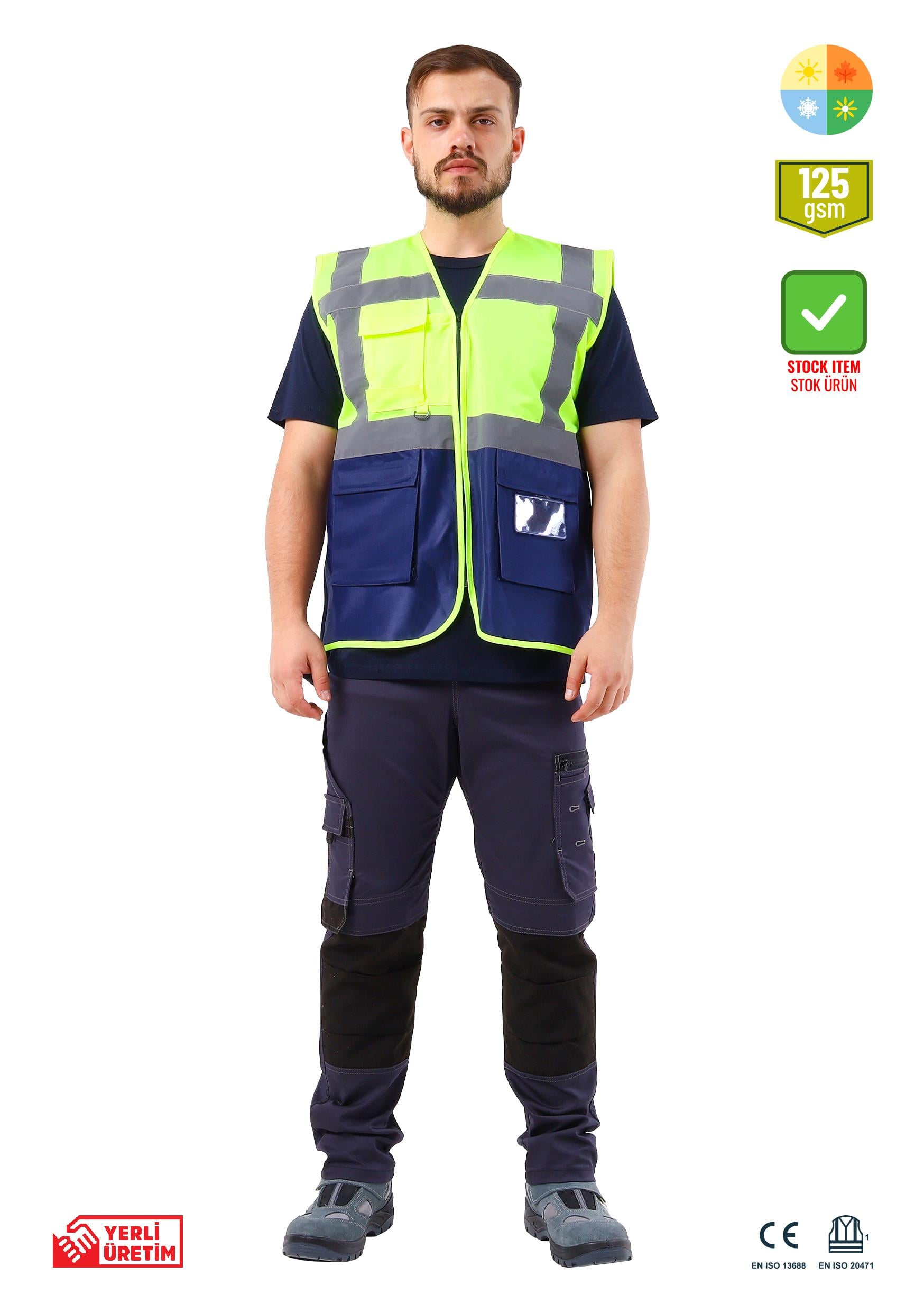 Alaska Hi-Vis Mühendis Yeleği Neon Sarı - Lacivert, Alaska Hi-Vis Mühendis Yeleği Neon Sarı - Lacivert - Concept Alina (İş Elbisesi, İş Kıyafetleri, Yanmaz İş Elbisesi, Yanmaz İş Kıyafeti, Alev Almaz İş Elbisesi, Toptan, Üreticileri, İmalatçıları, Konya, İstanbul, Kocaceli, Gebze), Yüksek Görünürlüklü Ürünler