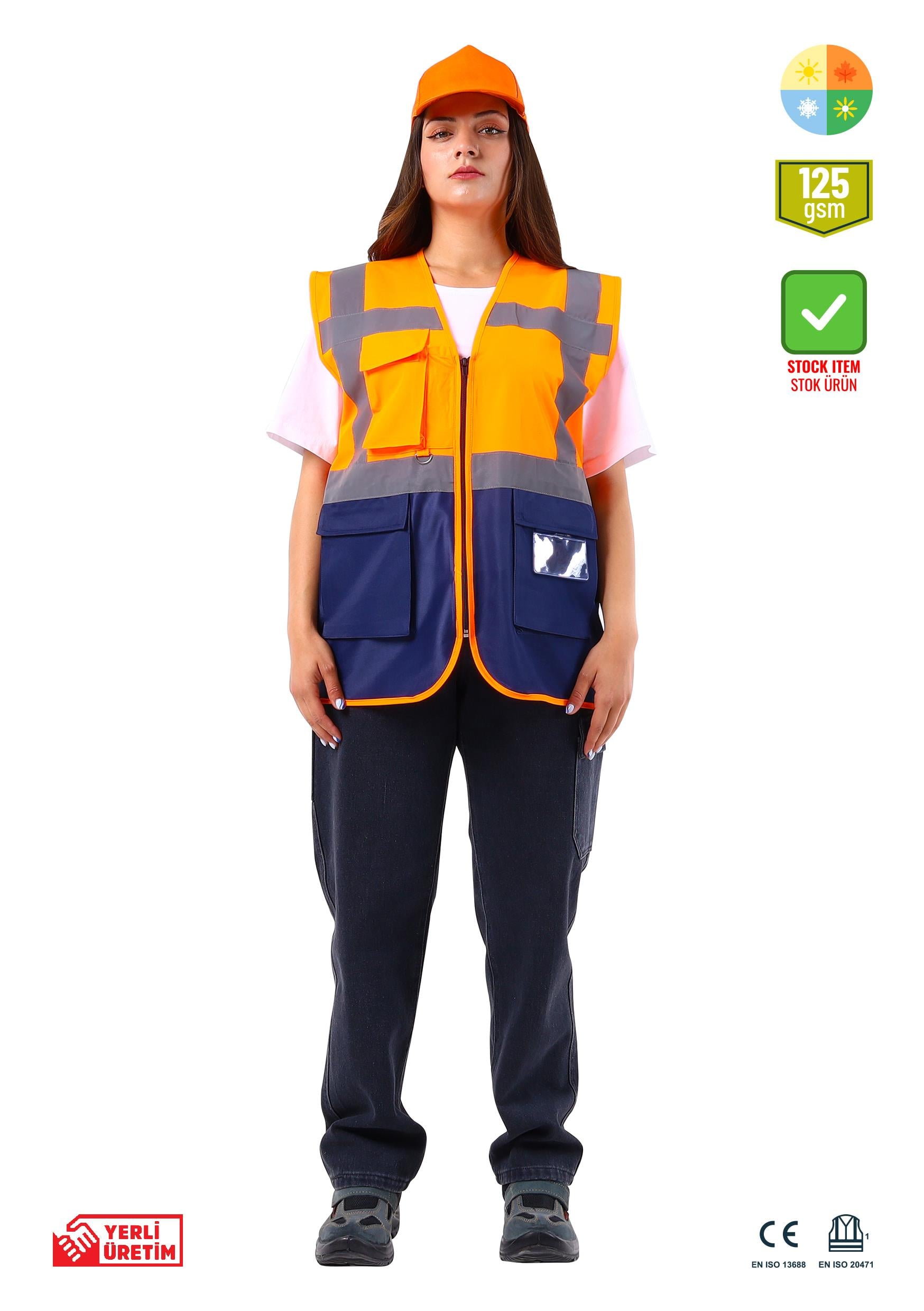 Alaska Hi-Vis Mühendis Yeleği Neon Turuncu - Lacivert, Alaska Hi-Vis Mühendis Yeleği Neon Turuncu - Lacivert - Concept Alina (İş Elbisesi, İş Kıyafetleri, Yanmaz İş Elbisesi, Yanmaz İş Kıyafeti, Alev Almaz İş Elbisesi, Toptan, Üreticileri, İmalatçıları, Konya, İstanbul, Kocaceli, Gebze), Yüksek Görünürlüklü Ürünler