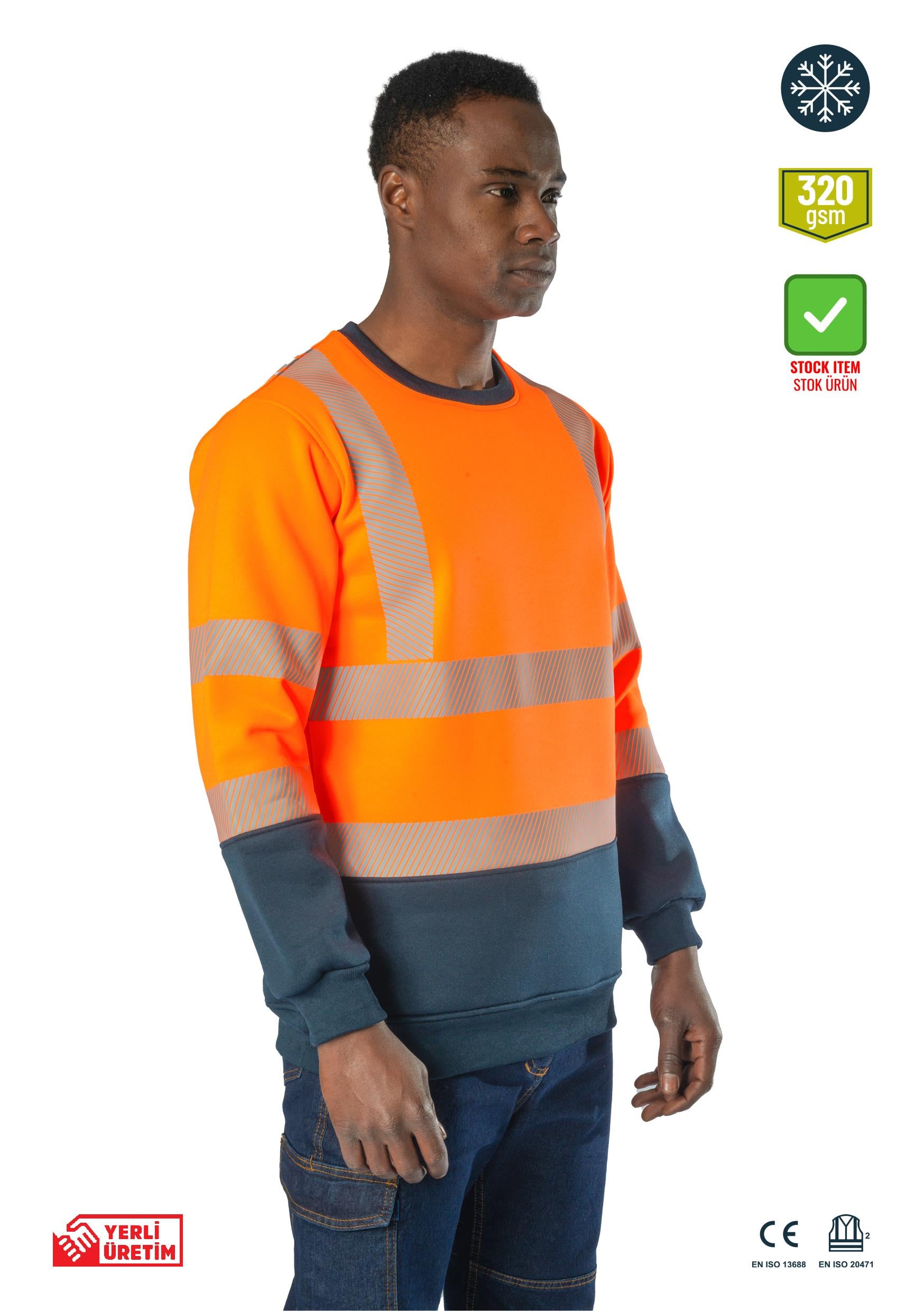 Alaska Hi-Vis Sweatshirt Neon Turuncu - Lacivert , Alaska Hi-Vis Sweatshirt Neon Turuncu - Lacivert  - Concept Alina (İş Elbisesi, İş Kıyafetleri, Yanmaz İş Elbisesi, Yanmaz İş Kıyafeti, Alev Almaz İş Elbisesi, Toptan, Üreticileri, İmalatçıları, Konya, İstanbul, Kocaceli, Gebze), Yüksek Görünürlüklü Ürünler