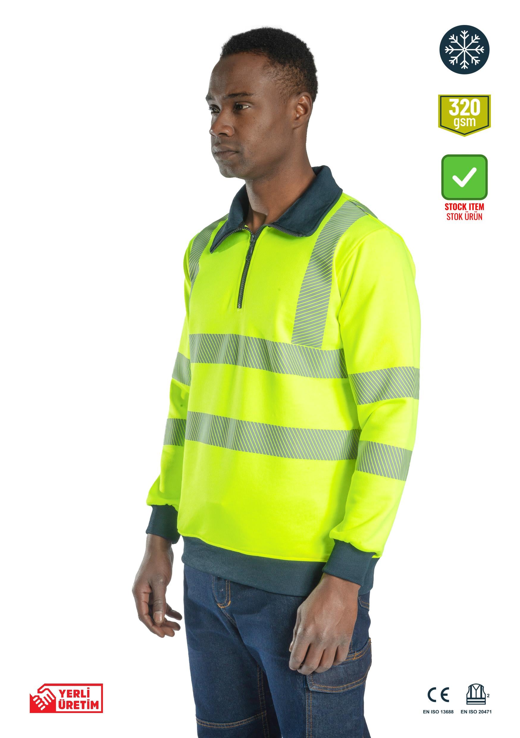 Alaska Hi-Vis Yarım Fermuarlı Sweatshirt - Sarı, Alaska Hi-Vis Yarım Fermuarlı Sweatshirt - Sarı - Concept Alina (İş Elbisesi, İş Kıyafetleri, Yanmaz İş Elbisesi, Yanmaz İş Kıyafeti, Alev Almaz İş Elbisesi, Toptan, Üreticileri, İmalatçıları, Konya, İstanbul, Kocaceli, Gebze), Yüksek Görünürlüklü Ürünler