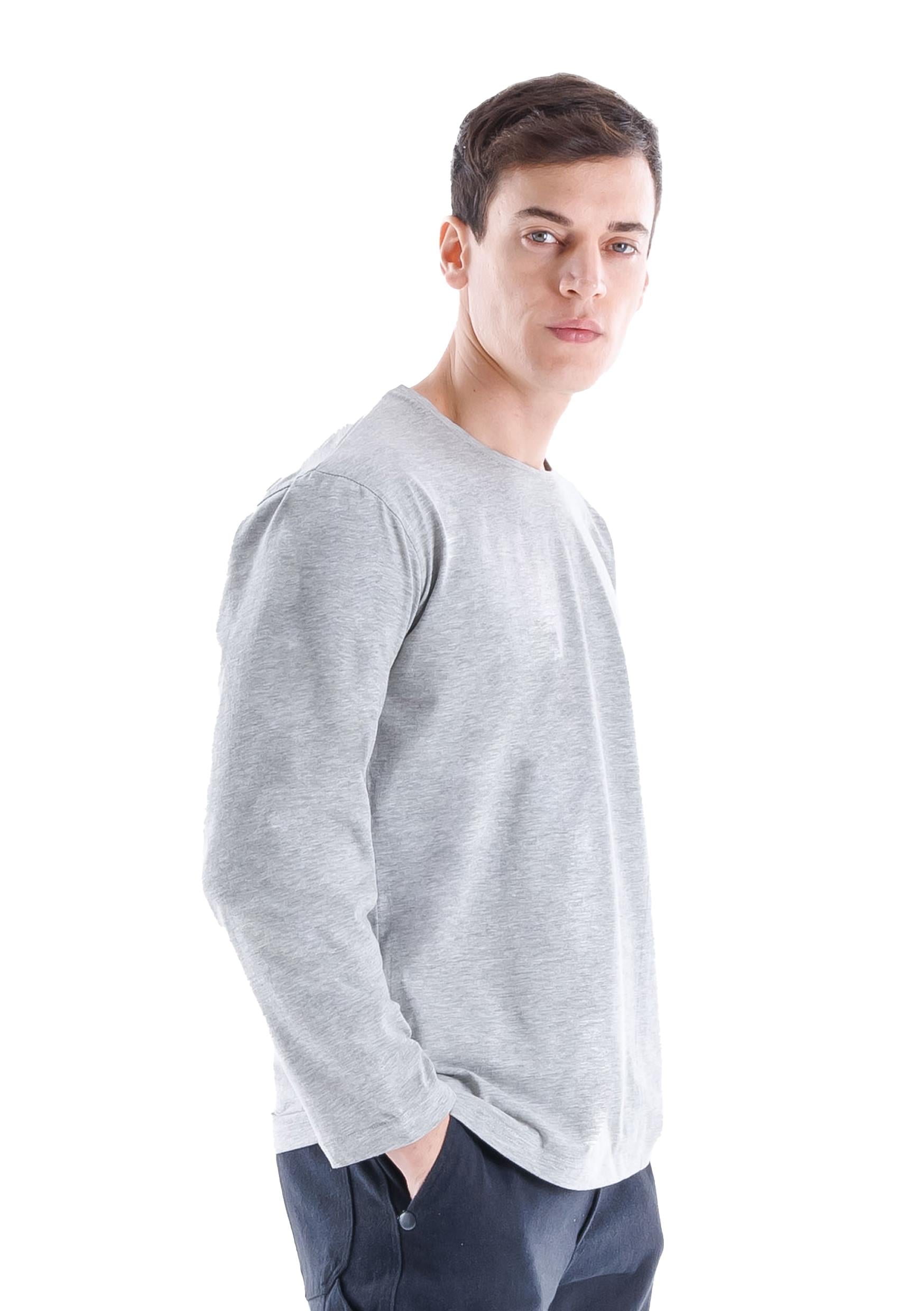 Regular Round-Neck Long Sleeve Basic T-Shirt Black, , T-Shirt