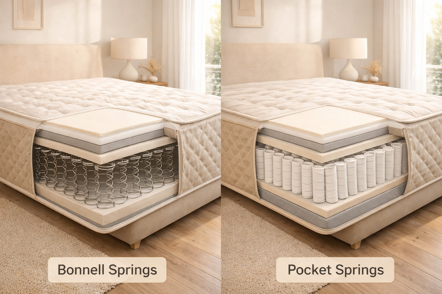 Paket Yay Ve Bonel Yay Sistemlerinin Karşılaştırıldığı Detaylı Yatak Yapısı Görseli