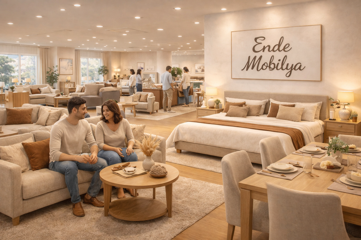 Geniş Ürün Çeşitliliğine Sahip Modern Bir Mobilya Mağazası İç Görünümü