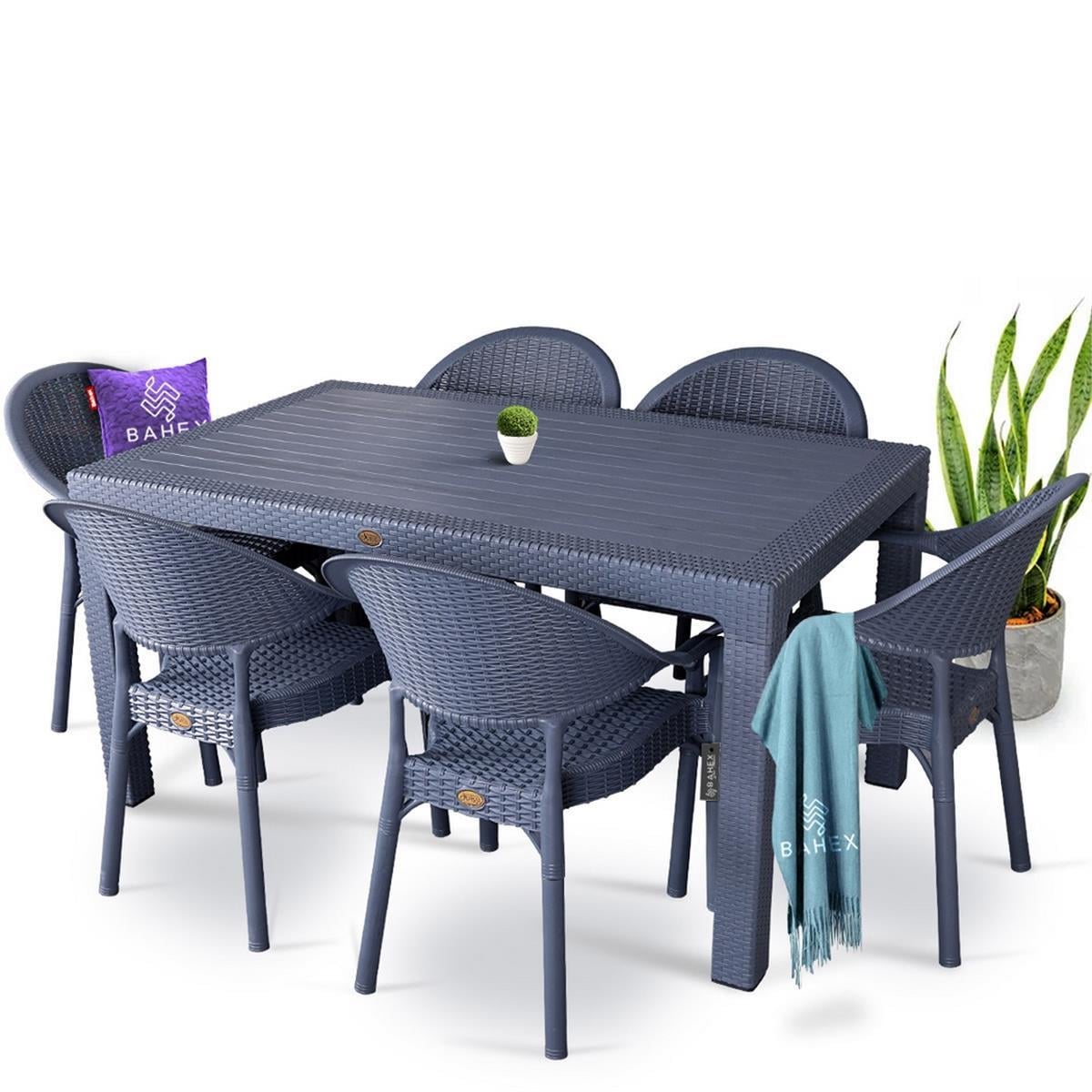 Bambu Eko 6lı Rattan Masa Takımı