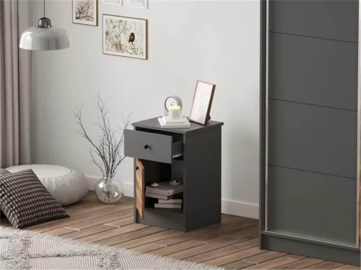 London Modern Kapaklı ve Çekmeceli Komodin