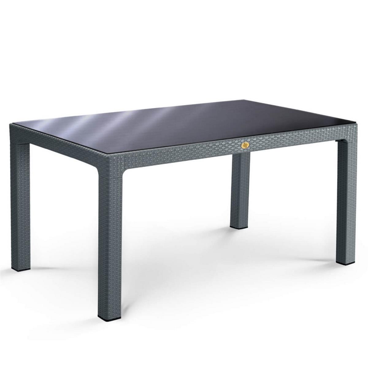 Rattan 90x150 Camlı Bahçe Masası