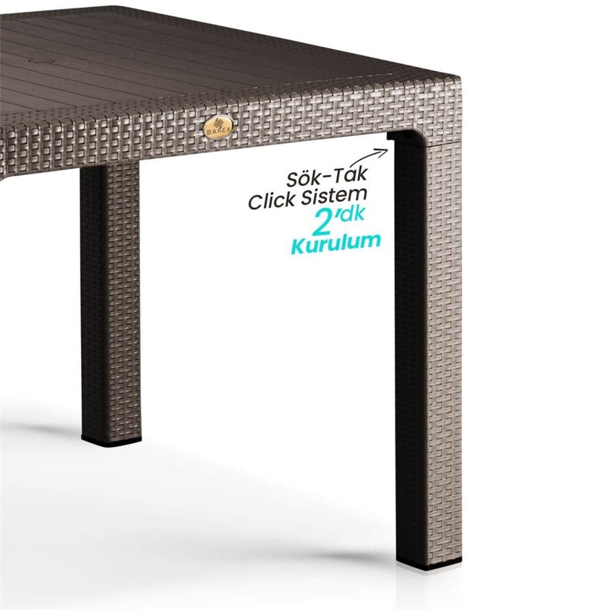 Rattan 90x150 Camsız Bahçe Masası