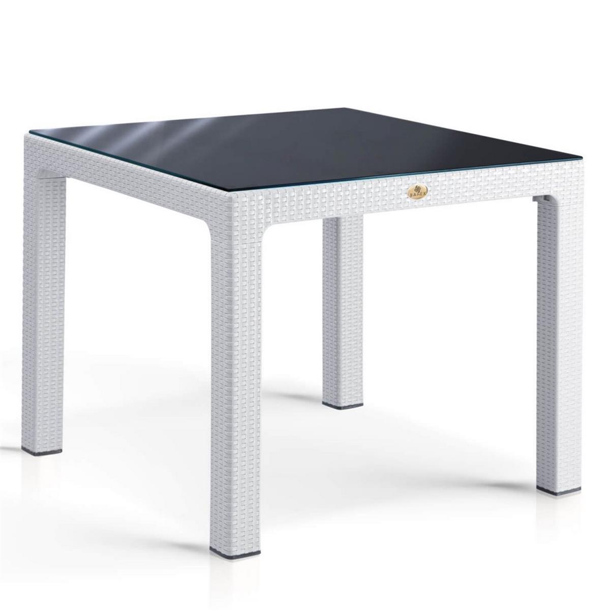 Rattan 90x90 Camlı Bahçe Masası