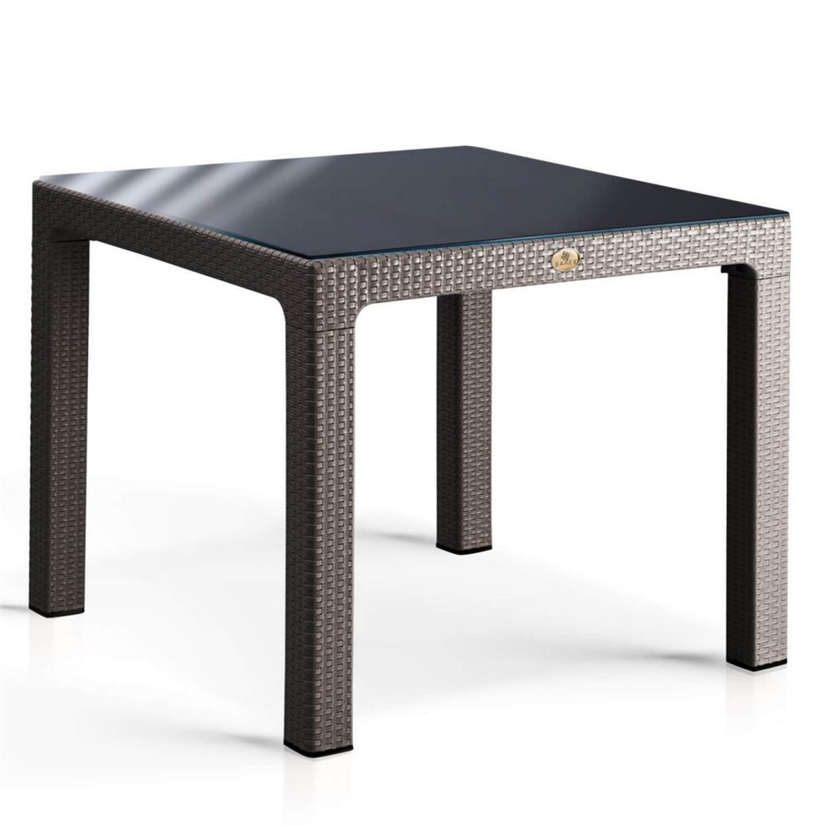 Rattan 90x90 Camlı Bahçe Masası