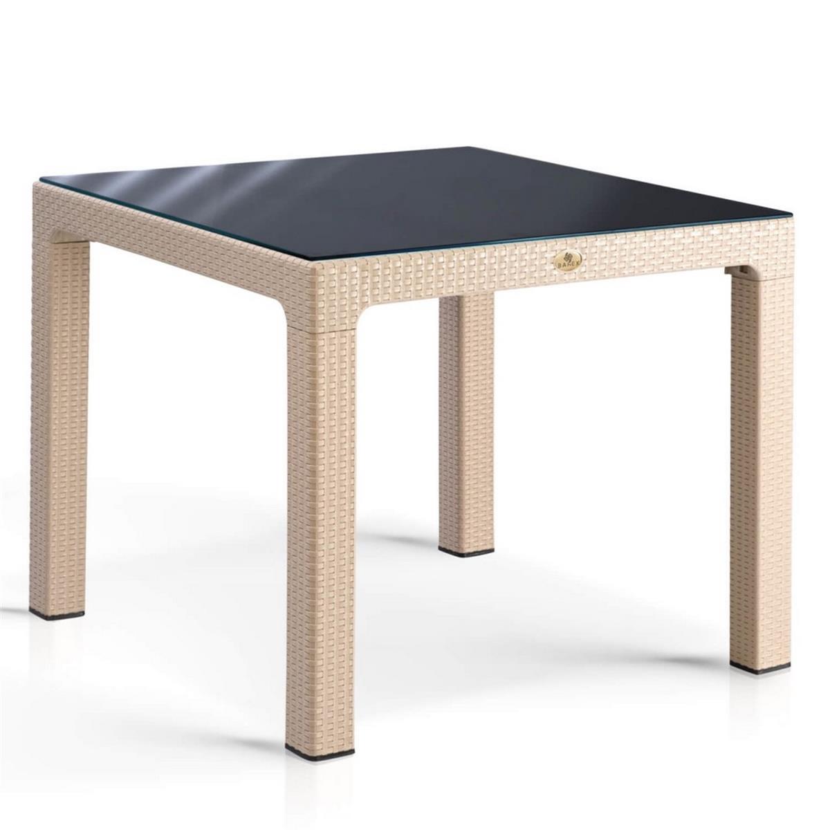 Rattan 90x90 Camlı Bahçe Masası