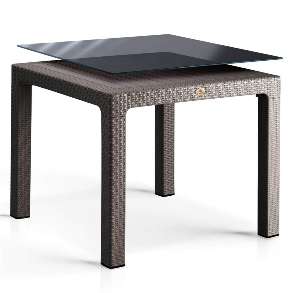 Rattan 90x90 Camlı Bahçe Masası