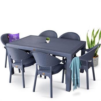 Bambu Eko 6lı Rattan Masa Takımı