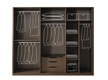 Aura Ceviz 6 Kapaklı Dolap