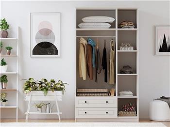 Mina Beyaz Country 3 Kapaklı 2 Çekmeceli Dolap