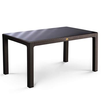 Rattan 90x150 Camlı Bahçe Masası