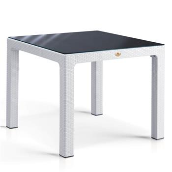 Rattan 90x90 Camlı Bahçe Masası