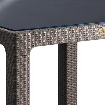 Rattan 90x90 Camlı Bahçe Masası
