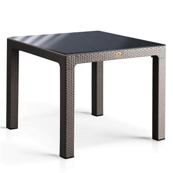 Rattan 90x90 Camlı Bahçe Masası
