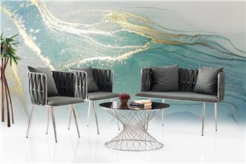 Sarmaşık Çay Seti Krom Ayak