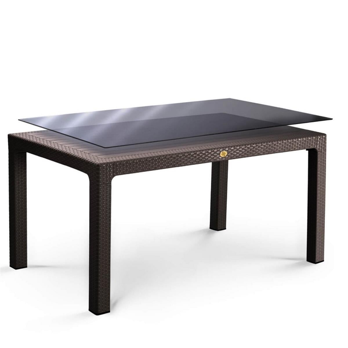 Rattan 90x150 Camlı Bahçe Masası_luleburgaz_Ende Mobilya