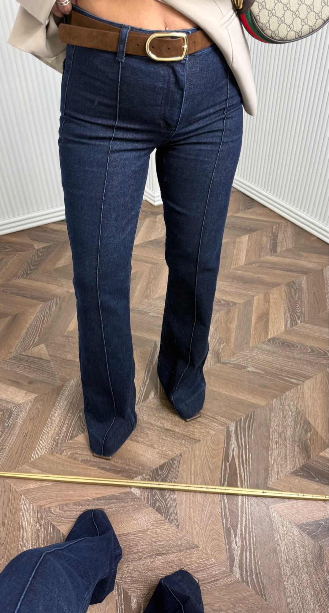 CAMY Koyu Mavi Kemerli  WİDE LEG Jean  Pantalon No Sıfır 8