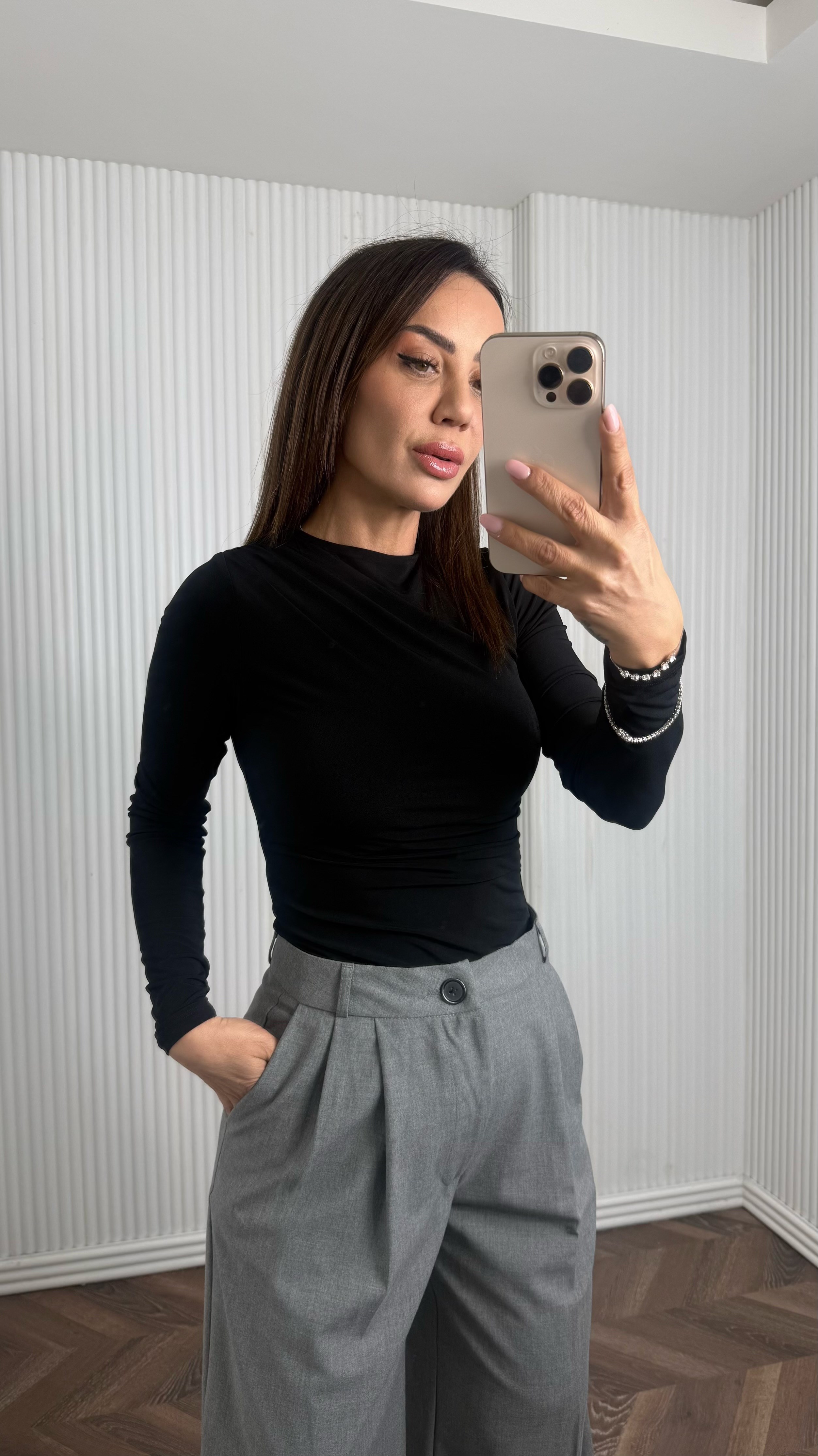 REAL Siyah Drape Detaylı Bluz No Sıfır 8