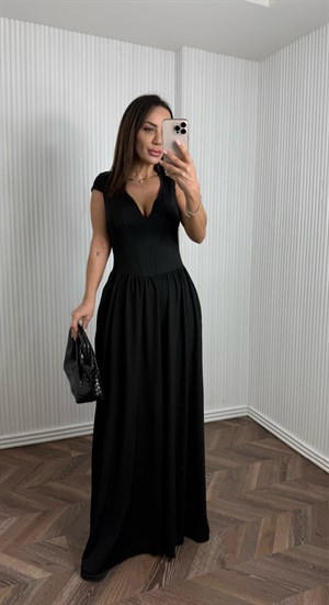 PAYNA Siyah Beli Korseli Elbise No Sıfır 8