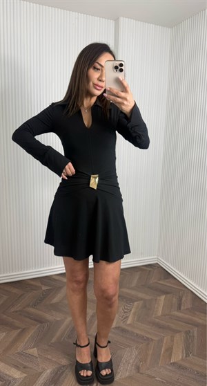 REBUL Siyah Toka Detaylı Tasarım Elbise No Sıfır 8