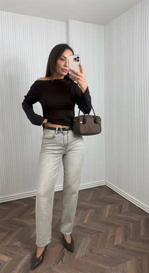 ŞİLA Açık Gri  Kemerli  Jean Pantalon No Sıfır 8