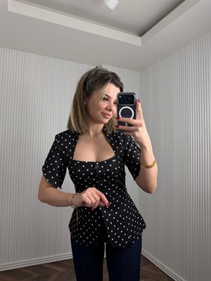 TABLE Siyah Puantiyeli Bluz No Sıfır 8