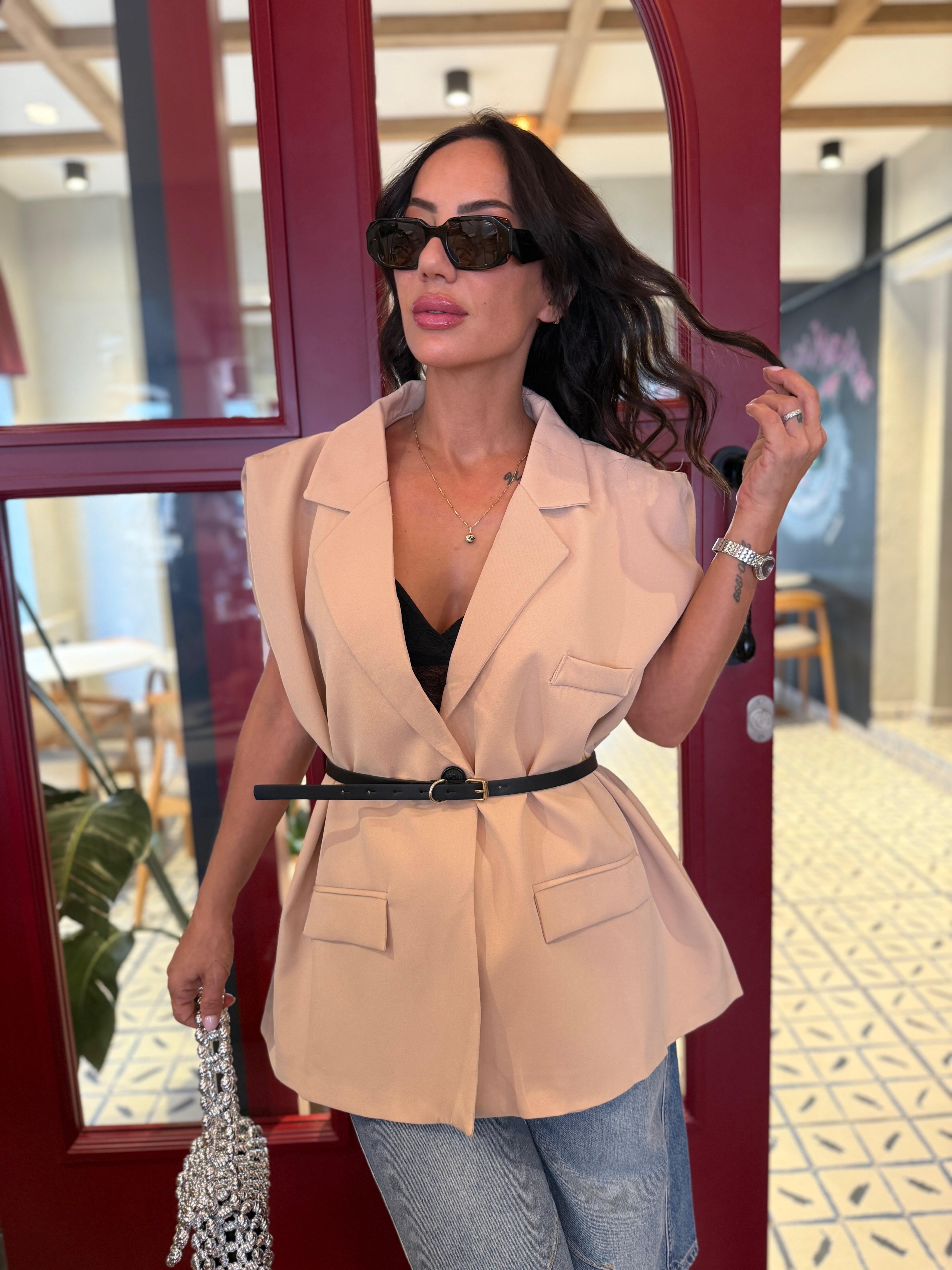 MİNZA Orjinal Marka Krem Oversıze Yelek No Sıfır 8