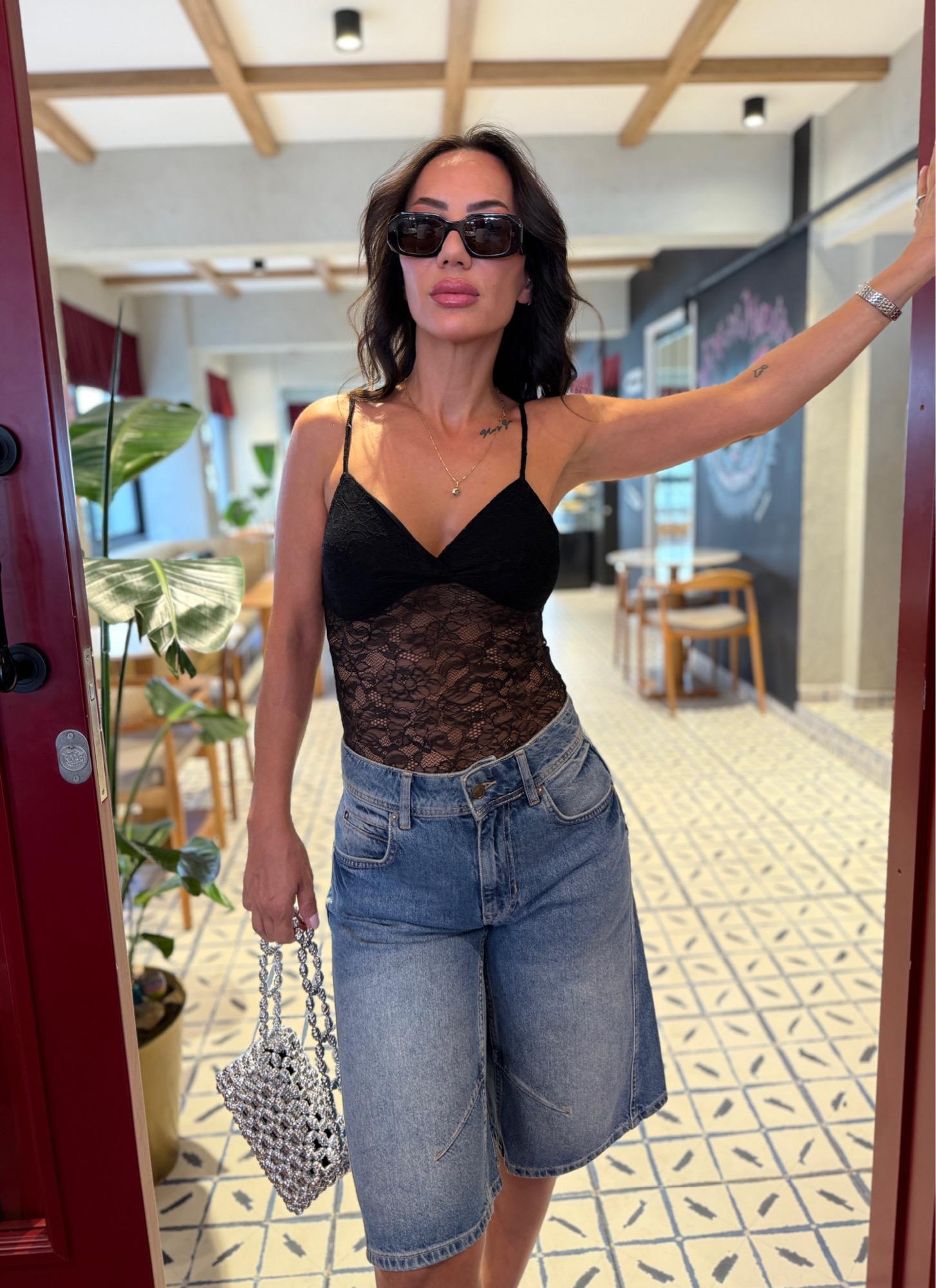 YONİ Siyah Dantel Bodysuit  No Sıfır 8