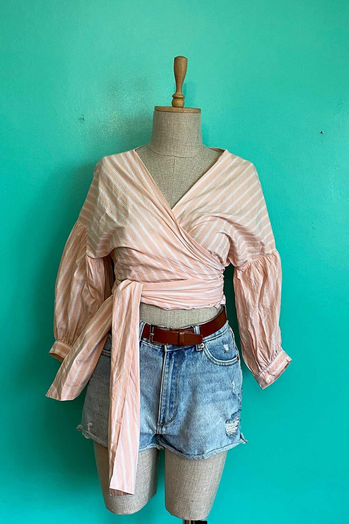 Vintage Bağlamalı Cotton Gömlek
