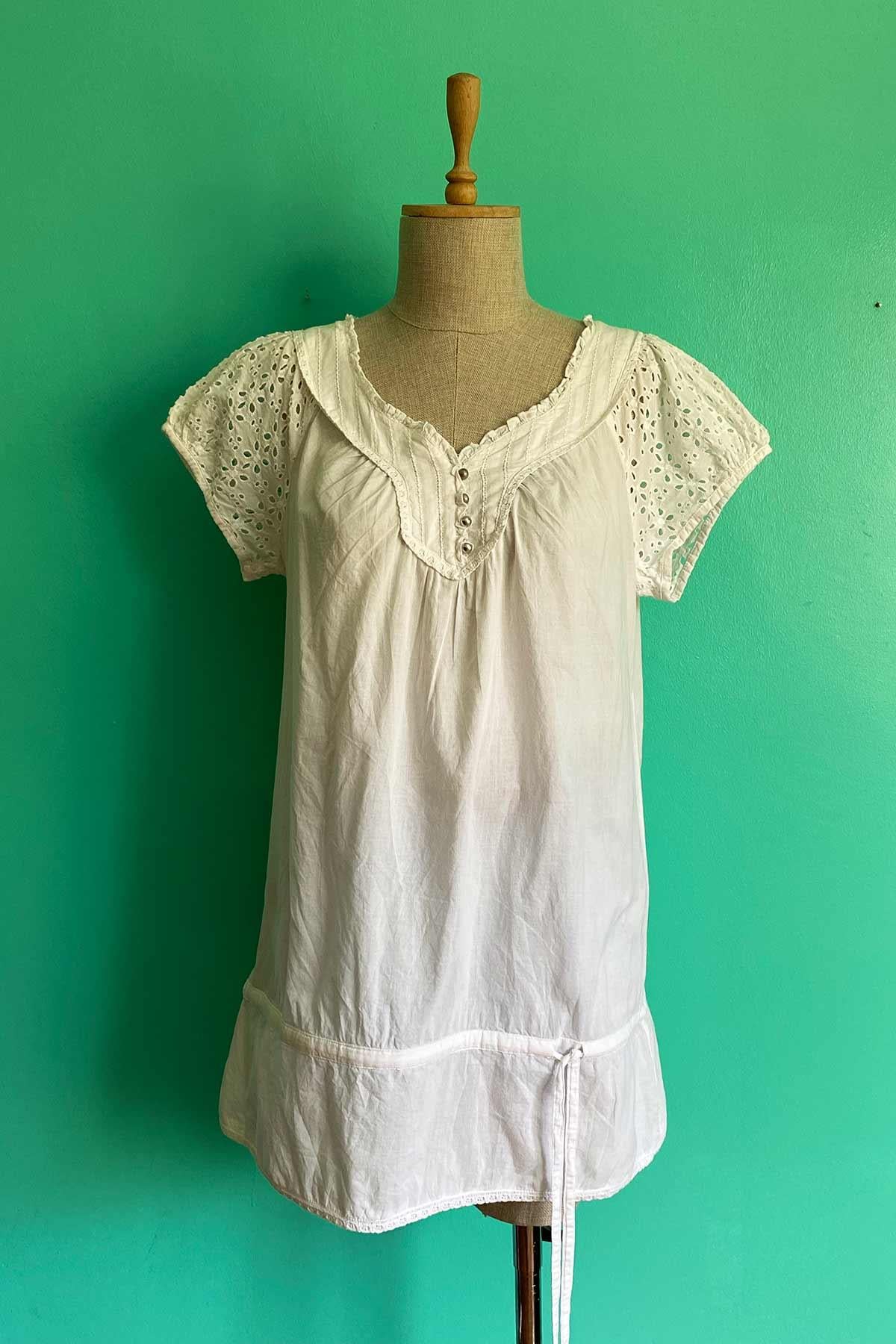 Vintage Beyaz Cotton Tshirt
