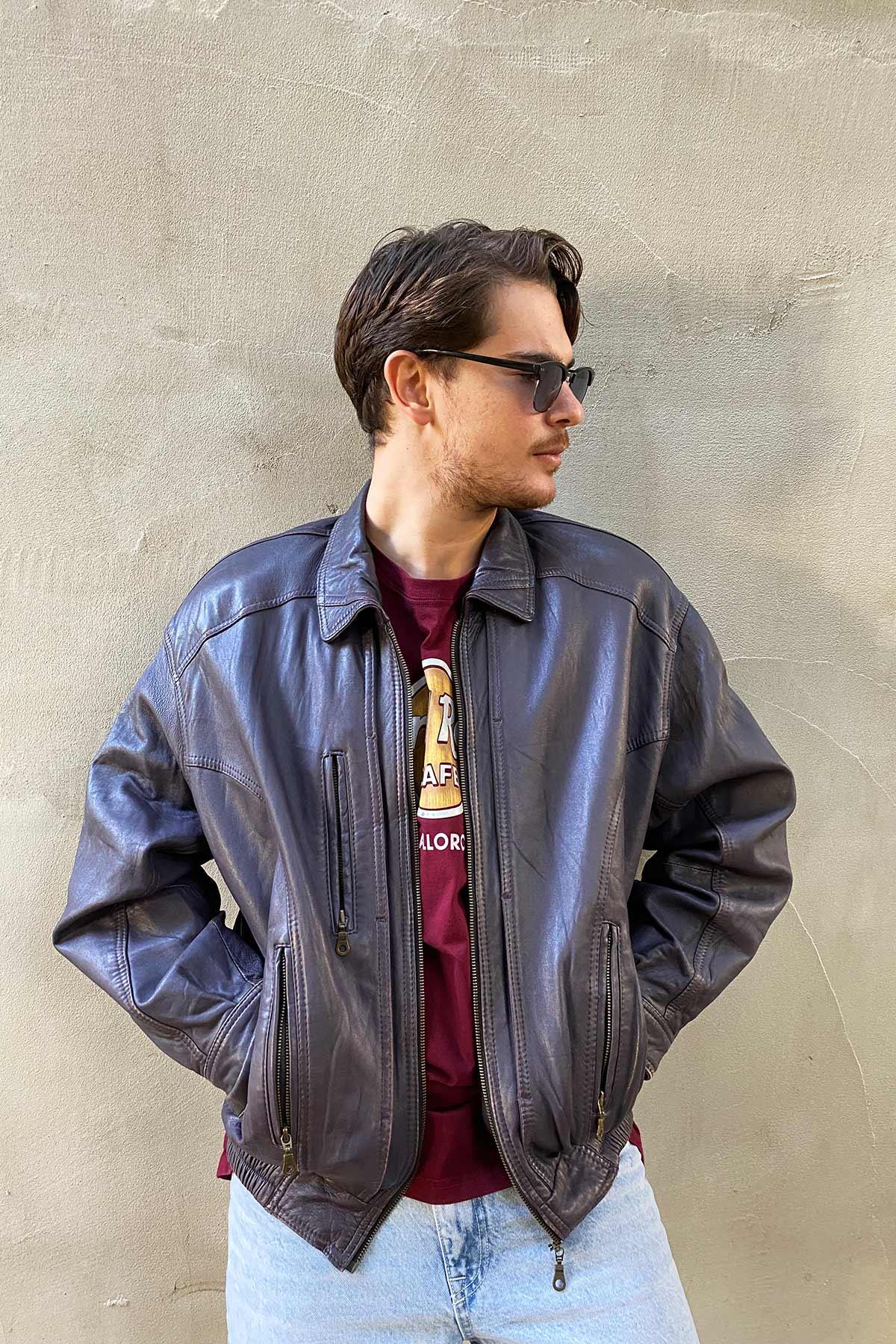 Vintage Bomber Deri Mont