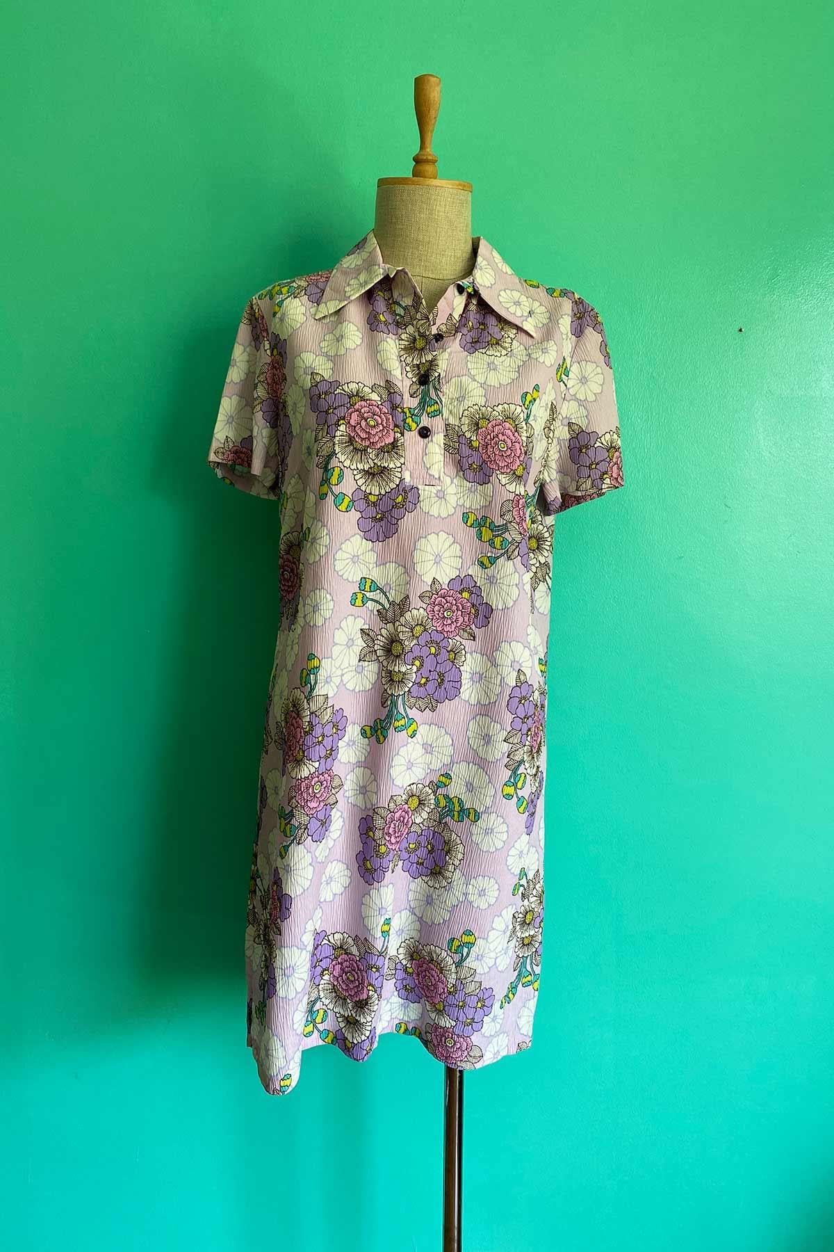 Vintage Çiçek Desenli Elbise