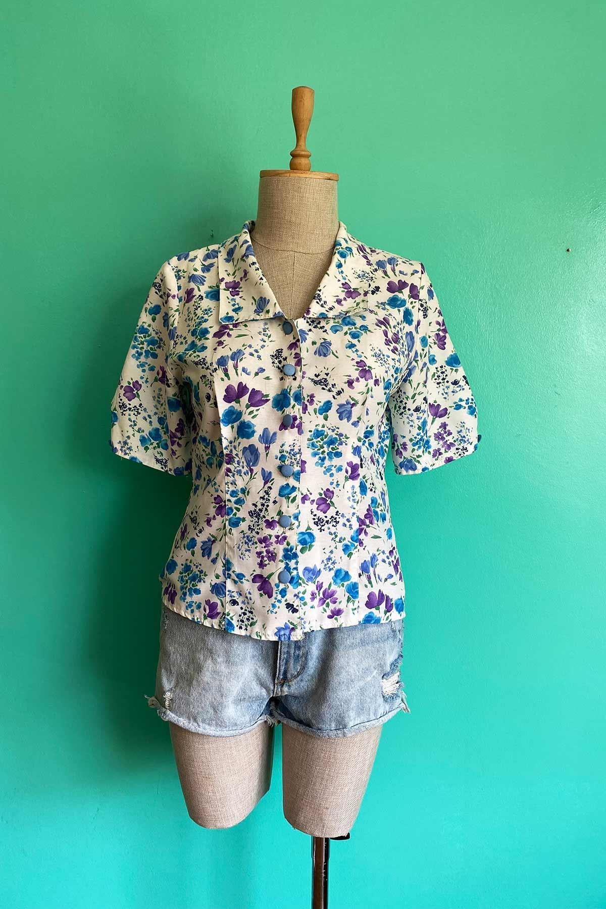 Vintage Çiçekli Cotton Gömlek