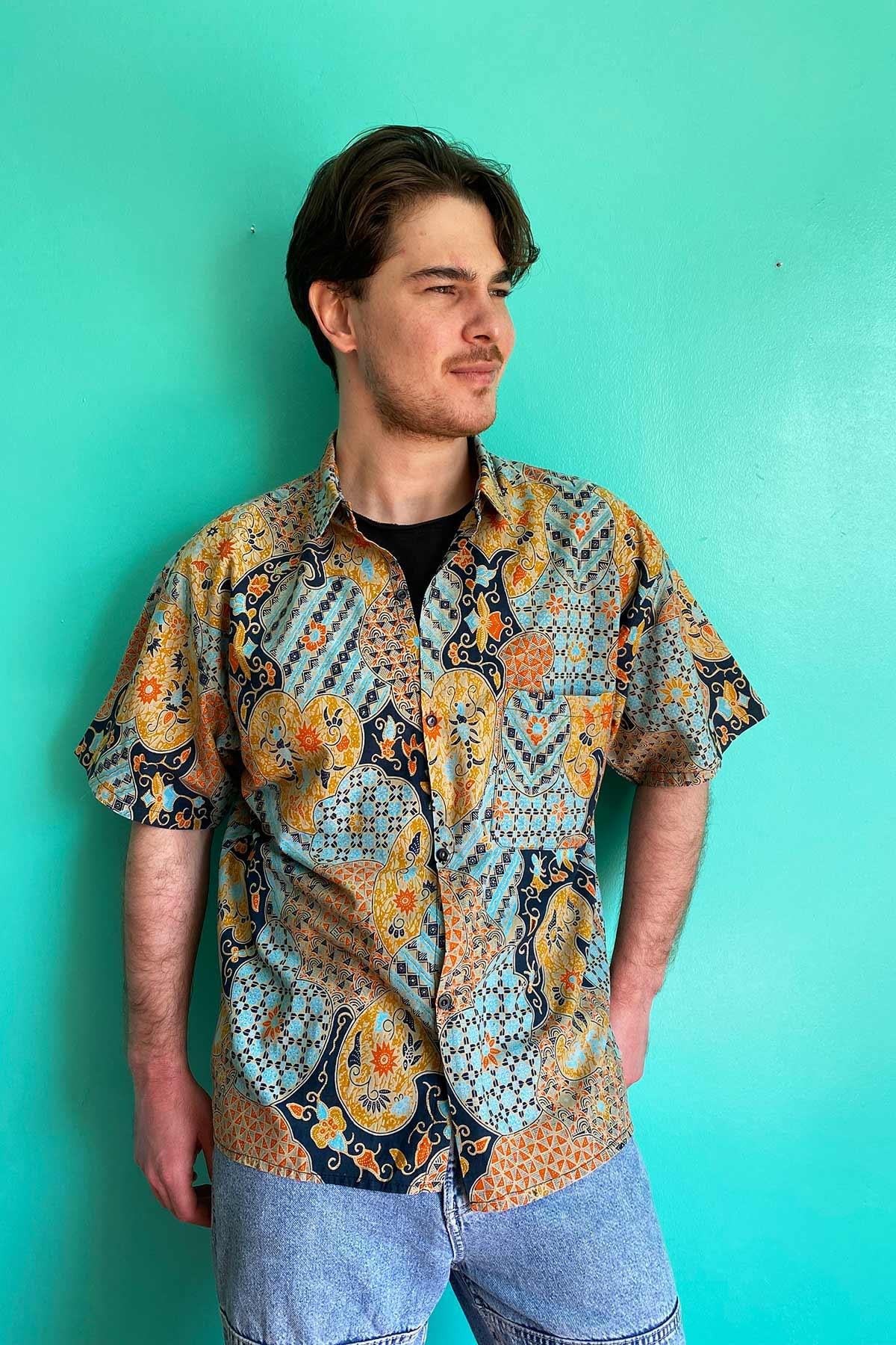 Vintage Desenli Cotton Gömlek