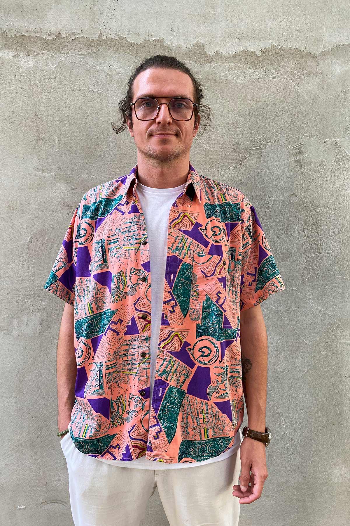 Vintage Desenli Cotton Gömlek